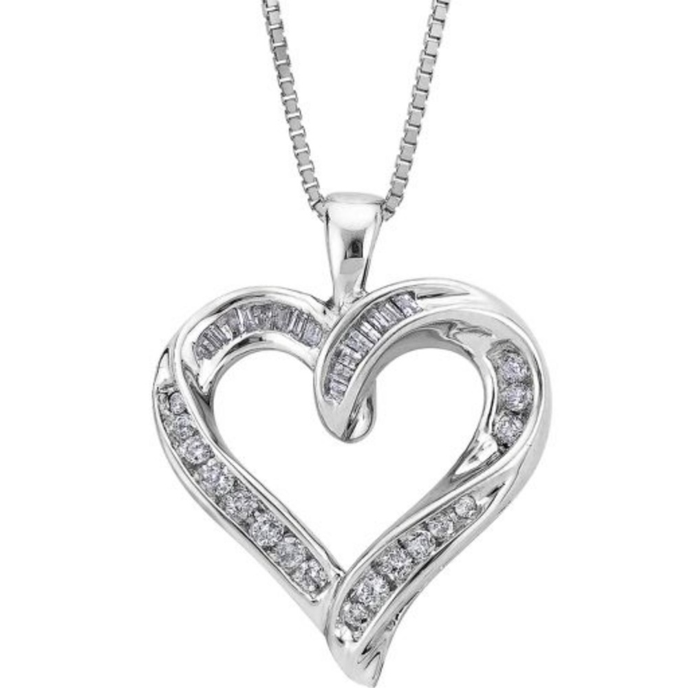 VDay Diamond Sterling Silver Heart Necklace Pendant